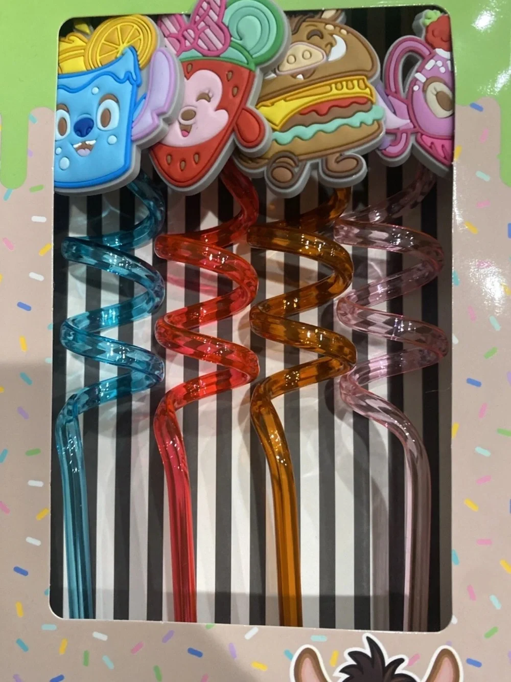 Disney Munchlings Stitch Minnie Pumba Set of 4 Reusable Curly Straws Primark New